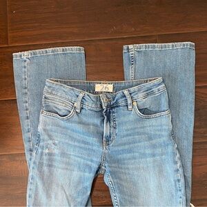 Free people low rise waist flare jeans in light wash denim